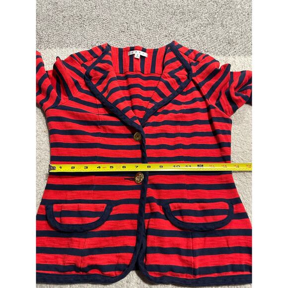 Cabi Knit Revoir Yacht Button Knit Blazer Womens Small Nautical Red Blue Stripes - Picture 3 of 12